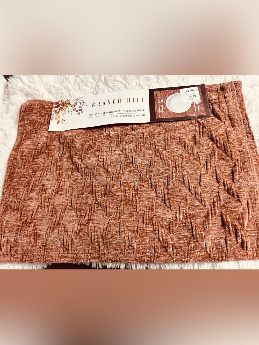 Branch Hill Copper Textured Placemat Set of 4  textured rust fabric NWT - Picture 2 of 10